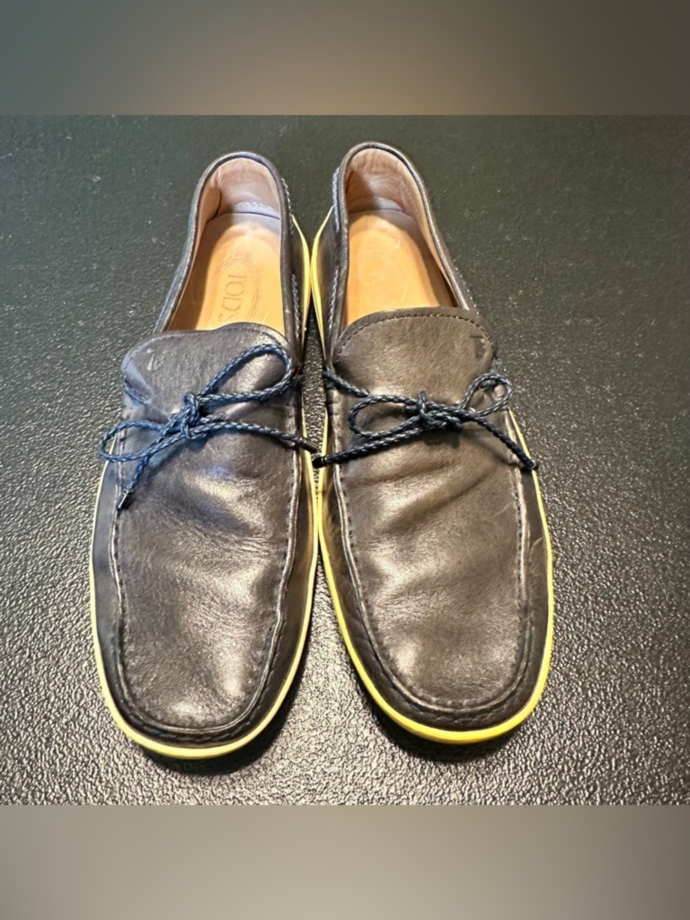 Tod’s Men’s Navy Leather Boat Driving Loafer Shoe size 10.5